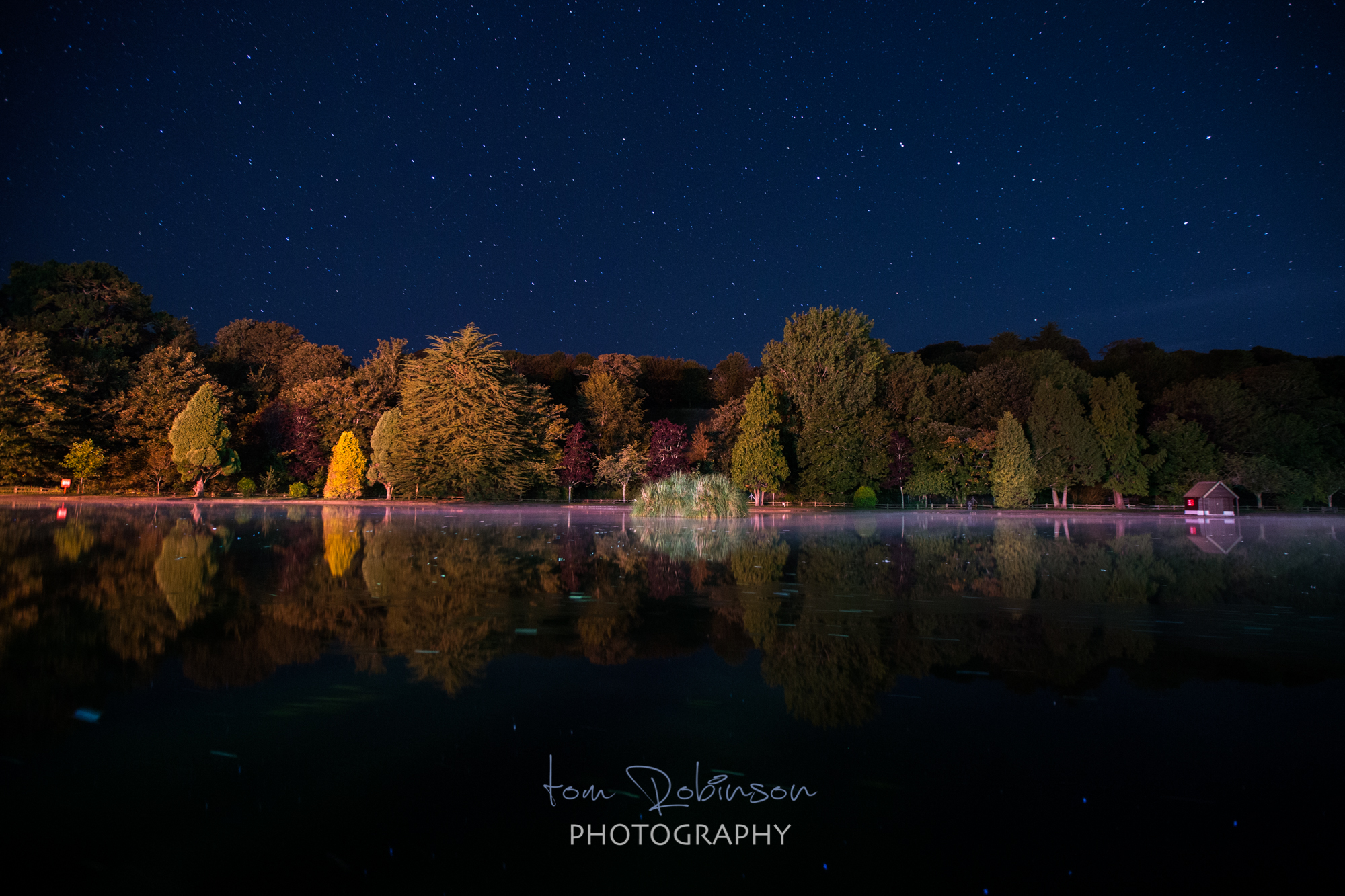 Helston boating lake by night from the Cornwall by night collection by Tom Robinson Photography